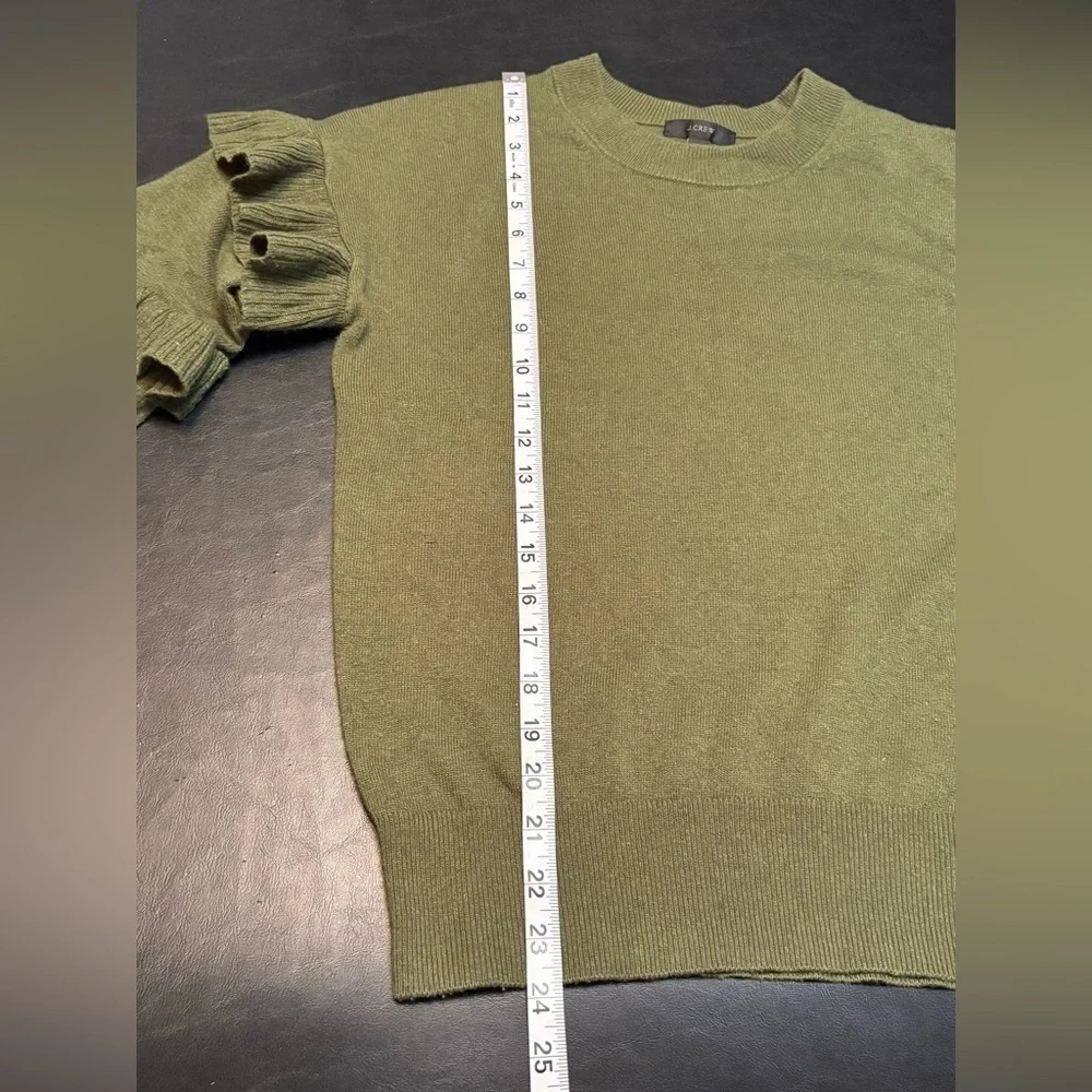 J. Crew Ruffle Sleeve Wool Blend Sweater in Olive Green size XS